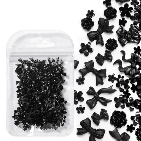 100pcs breloques noires ongles nail art