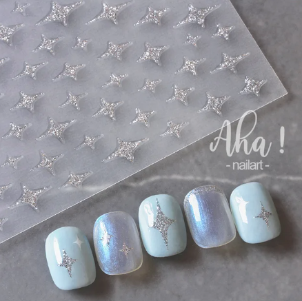 Set d'Autocollants Motifs Étoile Pailletée pour Ongles