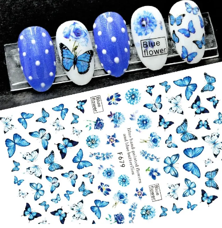 Nail Art Papillons Bleus