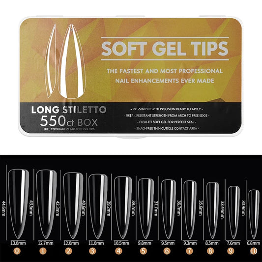 Boite de capsules pour faux ongles long stiletto