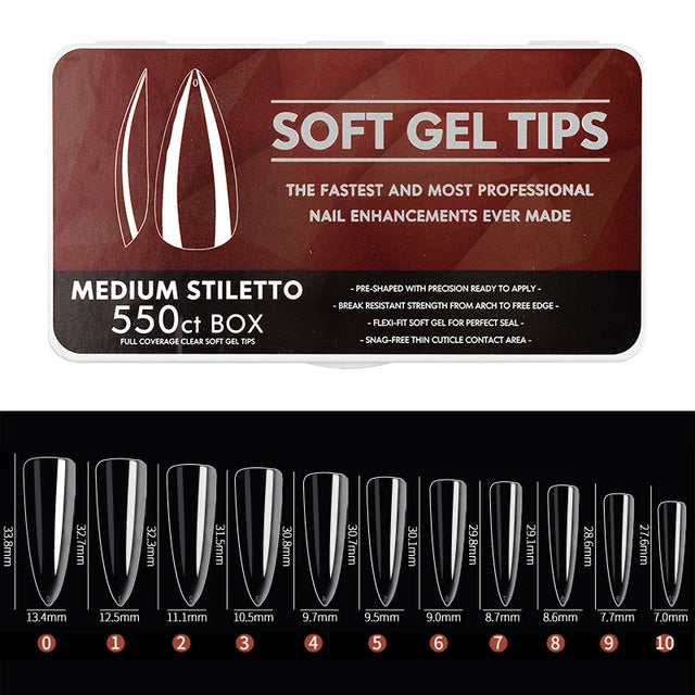 AMERICAN CAPSULE STILETTO MEDIUM (Box of 550 capsules)