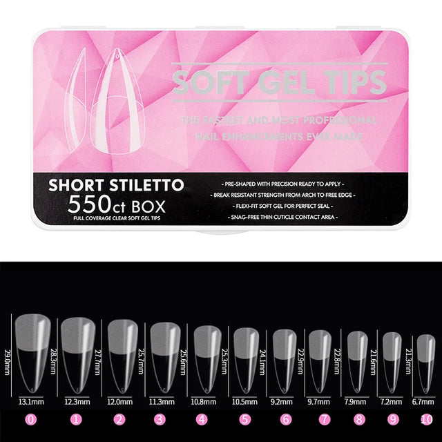 boite de capsules pour faix ongles short stiletto