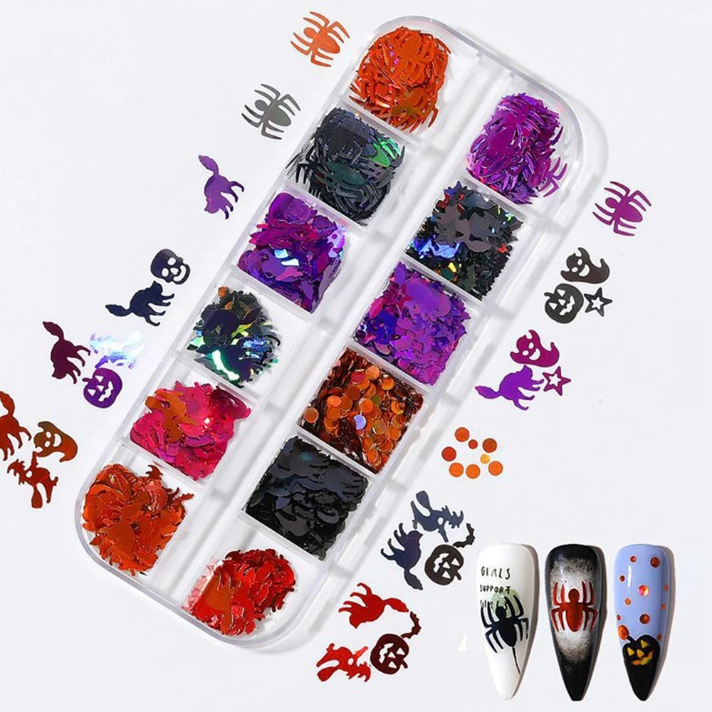 Confettis Nail Art Halloween - Décorations Festives pour Ongles