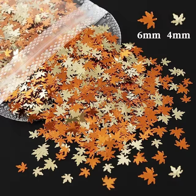 PAILLETTES FEUILLES D'ÉRABLE AUTOMNE ORANGE & BEIGE