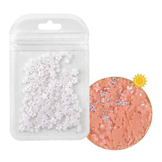 PHOTOSENSITIVE NAIL ART FLOWERS - WHITE