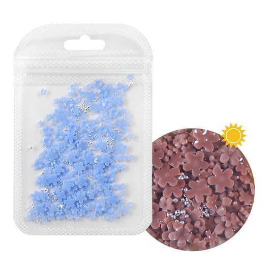 PHOTOSENSITIVE NAIL ART FLOWERS - BLUE