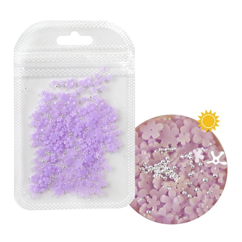 COLOR-CHANGING FLOWERS & PEARL NAIL ART - PURPLE