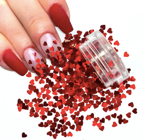 PAILLETTES COEURS ROUGES ArtisticNailsBoutique