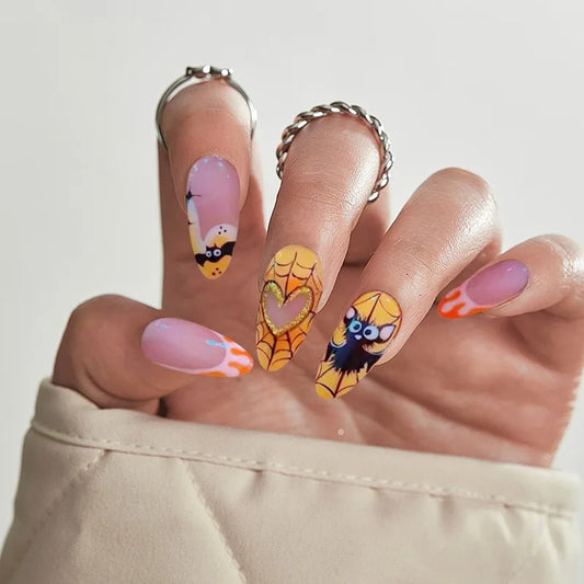 Press On Nails Halloween - Locura de arañas