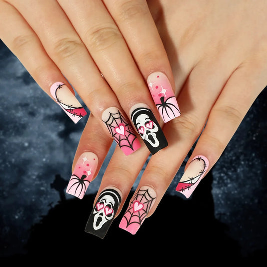 Press On Nails Halloween - Edición Grito Rosa