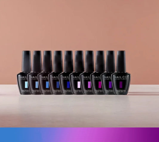 SET OF SEMI-PERMANENT GEL VARNISH IN BLUE AND PURPLE SHADES